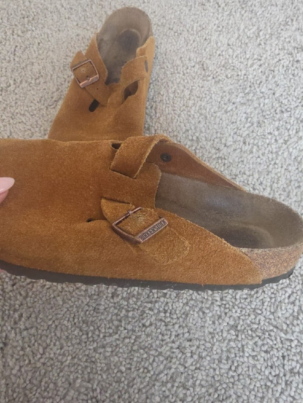 Birkenstock Suede Clogs in Tan - Picture 2 of 4
